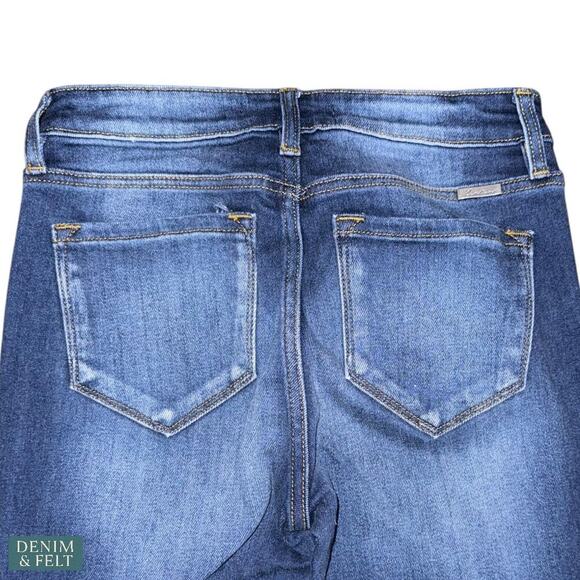 KanCan Distressed Skinny Jeans Dark Wash Raw Hem Women’s 7/27 Preowned - Picture 6 of 11